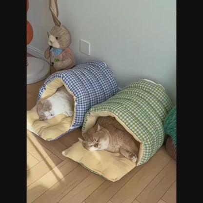 Washable Covered Cat House & Cave Bed