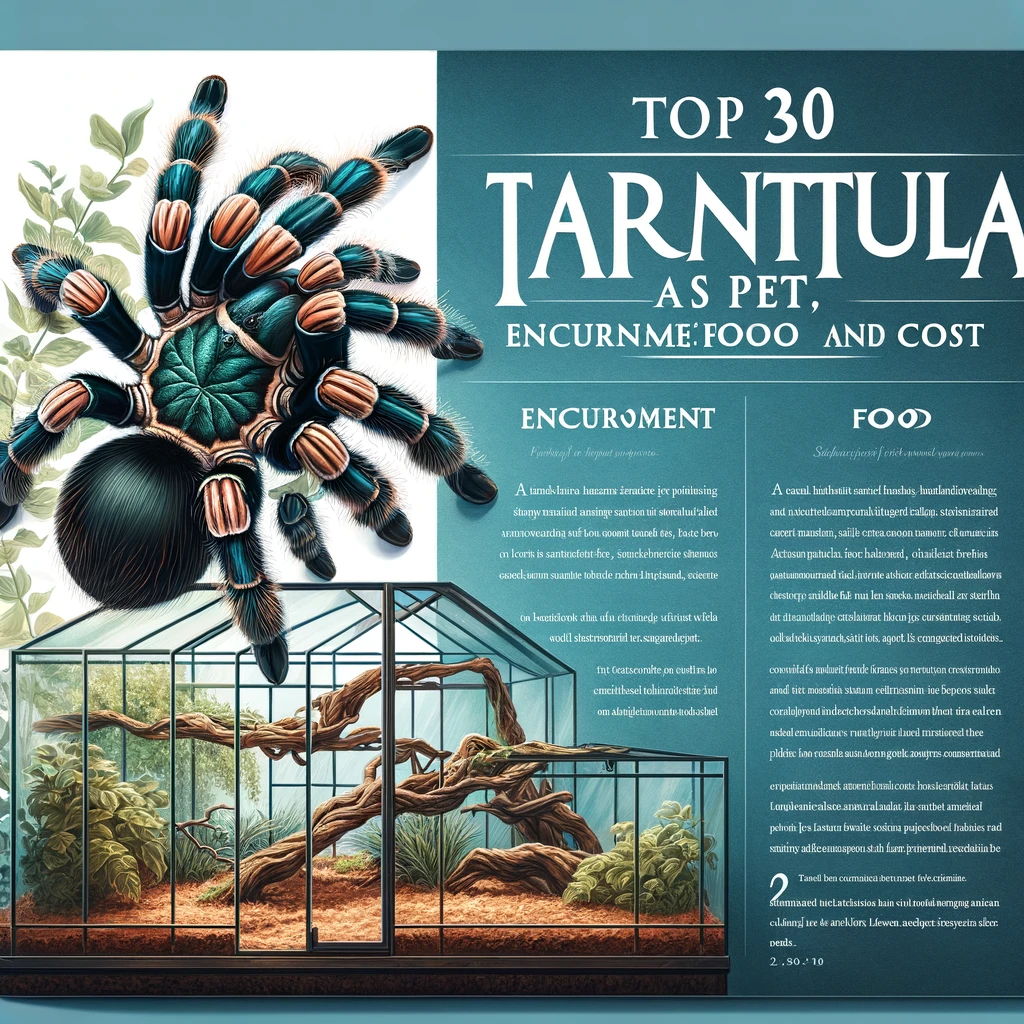 tarantula in an enclosure, showcasing Top 30 Tarantulas as Pets with details on their Enclosure, Food, and Cost